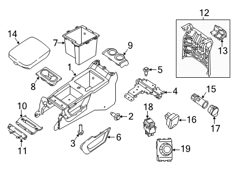 2021 Nissan Titan Heated Seats FINISHER - Console Box Diagram for 969309FU0B