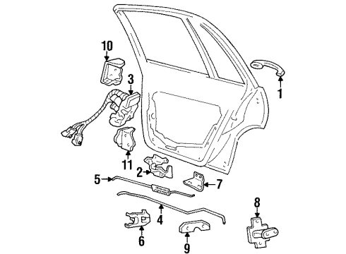 1999 Oldsmobile LSS Rear Door - Lock & Hardware MODULE, Door Lock Remote Control Diagram for 16630993