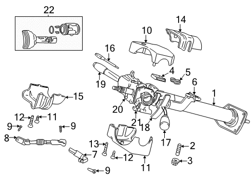 1998 Dodge Dakota Steering Column & Wheel, Steering Gear & Linkage, Shroud, Switches & Levers None-Ignition Lock Diagram for 5003845AA