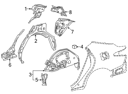 2019 Toyota Camry Inner Structure - Quarter Panel Rocker Reinforcement Diagram for 6140106020