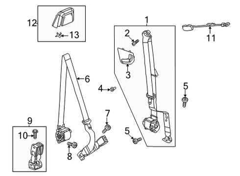 Seat Belt Outer Belt Assembly Bolt Diagram for 11602853