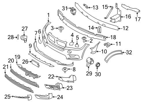2014 BMW X5 Front Bumper Surround View Camera Diagram for 66539213990