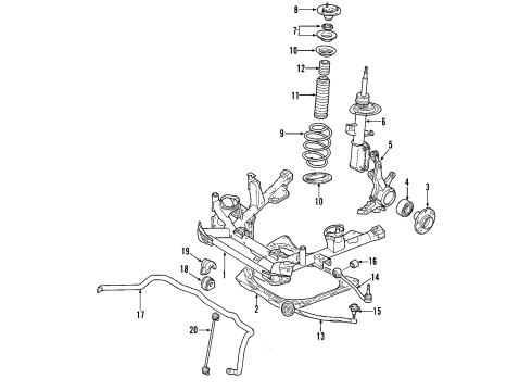 2000 BMW X5 Front Suspension Components, Lower Control Arm, Ride Control, Stabilizer Bar Angular Contact Ball Bearing, Radial Diagram for 31221095702