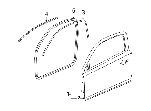 2007 Pontiac G5 Door & Components Weatherstrip Asm-Front Side Door Upper Auxiliary Diagram for 25819152