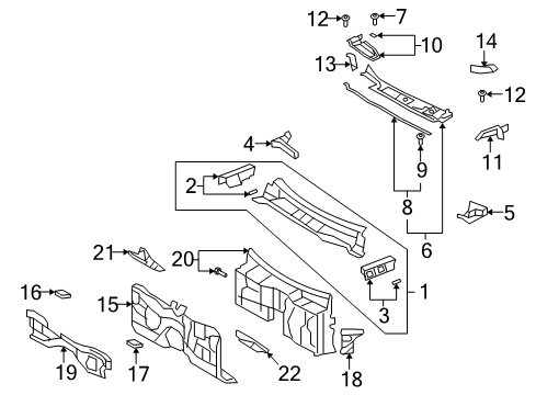 2011 Lexus LS600h Cowl & Components Panel Sub-Assy, Dash Diagram for 5510150120