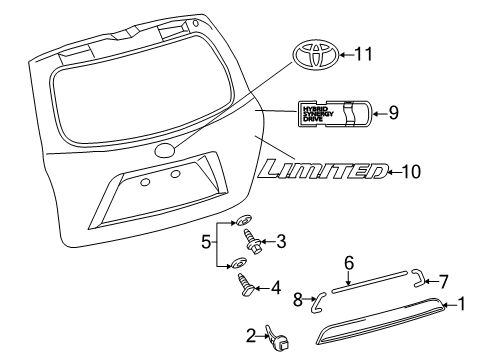 2012 Toyota Highlander Exterior Trim - Lift Gate Nameplate Diagram for 7544548090