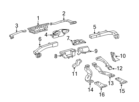 2012 Toyota Avalon Ducts Center Duct Diagram for 5585007010