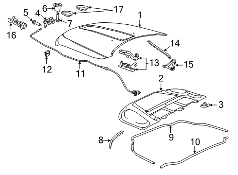 2016 Jeep Grand Cherokee Hood & Components, Exterior Trim Bezel-Hood Diagram for 68090698AB