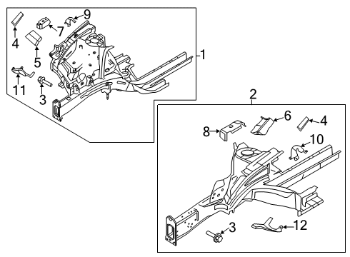 2022 Hyundai Palisade Structural Components & Rails Bracket Assembly-Fender MTG UPR FR Diagram for 64495S8000