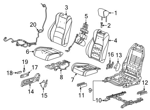 2019 Honda Accord Passenger Seat Components Pad, Right Front Seat Cushion Diagram for 81137TVCL01