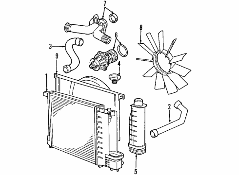 2004 BMW Z4 Cooling System, Radiator, Water Pump, Cooling Fan Fan Shroud Diagram for 17427519705