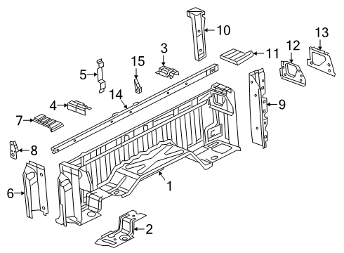 2021 Ram 3500 Front & Side Panels Cover-Box Side End Rail Diagram for 68044934AD