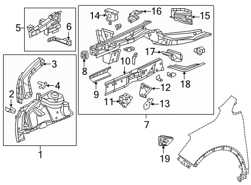 2020 Buick Envision Structural Components & Rails Support Diagram for 13393900