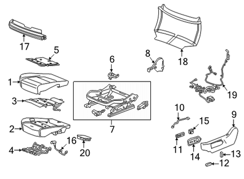 2022 Cadillac Escalade ESV Driver Seat Components Actuator Pad Diagram for 84693700