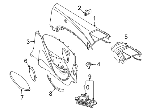 2009 BMW 650i Interior Trim - Quarter Panels Lateral Trim Panel Top Rear Left Diagram for 51439150957