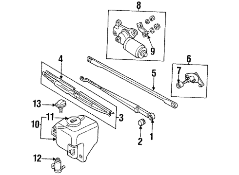 1996 Honda Passport Wiper & Washer Components Tank Assy., Washer Diagram for 8970748180