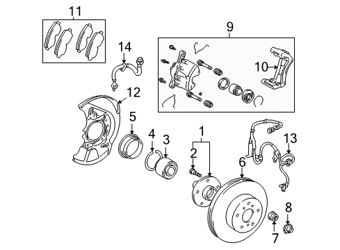 2004 Toyota Avalon Front Brakes Axle Nut Diagram for 90178A0029