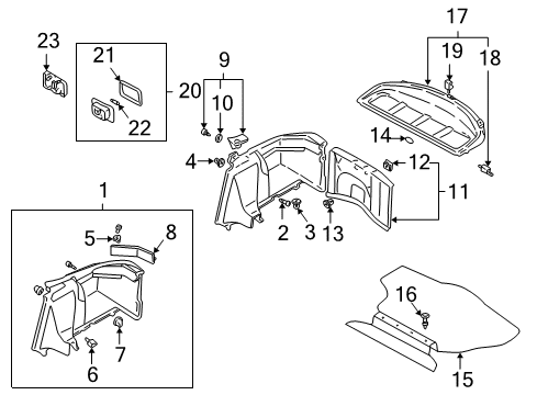 2001 Mitsubishi Eclipse Interior Trim - Rear Body Clip Diagram for MU470013