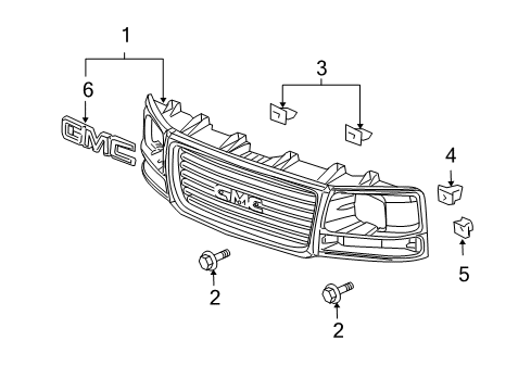 2012 GMC Savana 2500 Grille & Components Emblem Diagram for 22881265