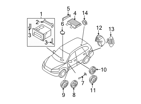 2007 Hyundai Santa Fe Sound System Crash Pad Speaker Assembly Diagram for 963102B630