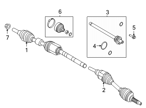 2021 Lincoln Corsair Drive Axles - Front SHAFT - FRONT AXLE Diagram for LX6Z3B437D