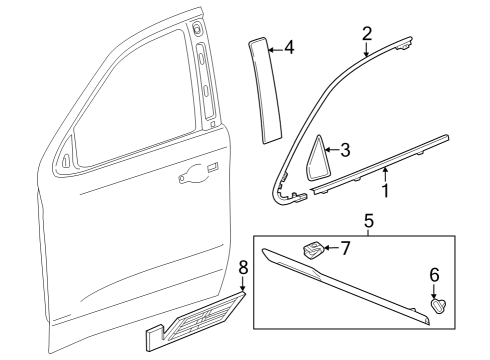 Exterior Trim - Front Door Body Side Molding Diagram for 84276448