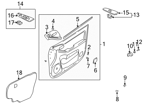 2002 Hyundai Elantra Front Door Cap-Tapping Screw Diagram for 8231437000OH
