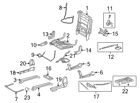 1992 Mitsubishi Mighty Max Second Row Seats Seat Back Frame Diagram for 710170C081