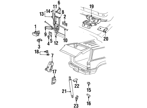 1998 Mercury Mountaineer Lift Gate - Lock & Hardware Actuator Diagram for 2L5Z78218A42BA