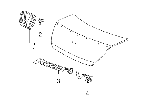 2009 Honda Accord Exterior Trim - Trunk Lid Emblem (H) Diagram for 75701TE0A01