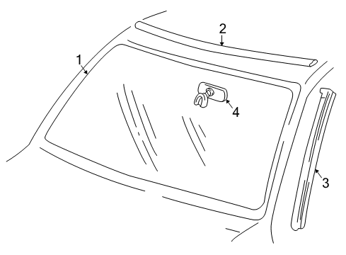 1996 GMC Safari Windshield Glass Shield Asm-Front Wheelhouse Panel Splash Diagram for 15751254