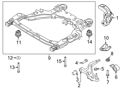 2018 Ford Taurus Front Suspension Components, Lower Control Arm, Stabilizer Bar Crossmember Diagram for DG1Z5C145J