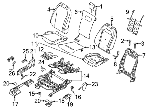 2022 Ford Mustang Mach-E Passenger Seat Components LEVER - SEAT ADJUSTER Diagram for LX6Z5862648A