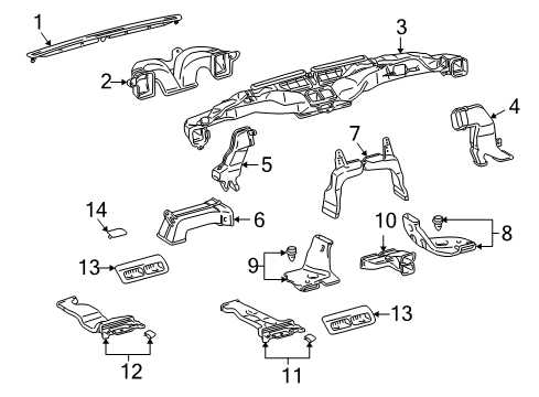 2011 Lexus LX570 Ducts Nozzle Assy, Defroster Diagram for 5598160020C0