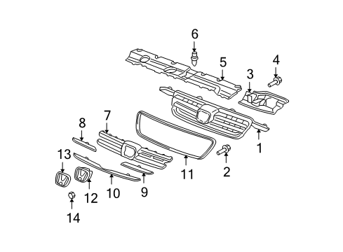 2006 Honda CR-V Grille & Components Emblem, Front (H) Diagram for 75700S9AG00