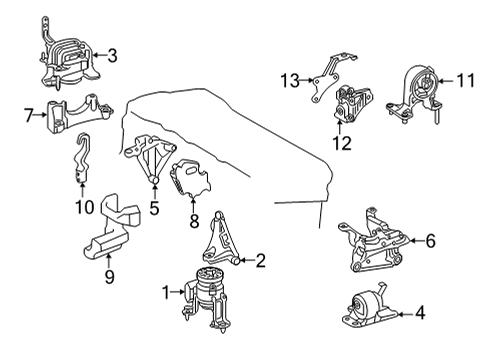 Engine & Trans Mounting Rear Mount Bracket Support Bracket Diagram for 1232225010