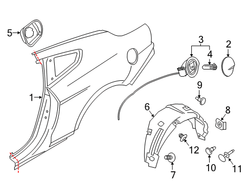 2018 Ford Mustang Quarter Panel & Components Wheelhouse Liner Diagram for FR3Z63278B50A