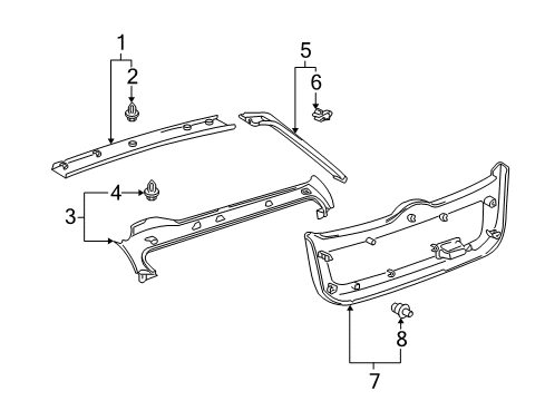 2006 Toyota Prius Interior Trim - Lift Gate Upper Trim Panel Diagram for 6479047010C0