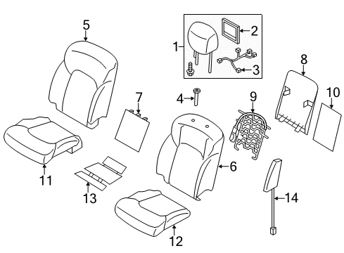 2014 Infiniti QX80 Driver Seat Components Pad_Front Seat Cushion Diagram for 873611LD7A