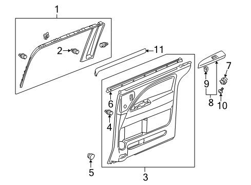 2007 Honda Odyssey Sliding Door Garnish Assy., R. Slide Door *NH167L* (GRAPHITE BLACK) Diagram for 83711SHJA01ZA