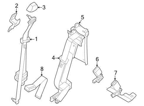 2022 Nissan Frontier Seat Belt Bracket Assembly-Shoulder Belt, RH Diagram for 86868EA10B