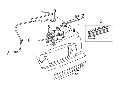 2005 Lexus IS300 Wiper & Washer Components Rear Wiper Arm Diagram for 8524153010