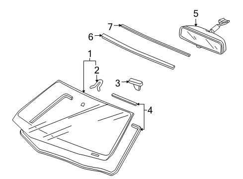 2006 Honda Accord Windshield Glass, Reveal Moldings Molding, Front Windshield Diagram for 73150SDAA01
