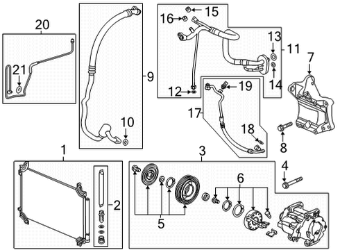 2021 Honda Ridgeline Air Conditioner Bolt, Flange (8X100) Diagram for 958010810008