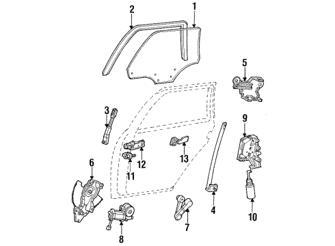 1986 Ford Taurus Front Door Handle, Outside Diagram for E64Y5426604B