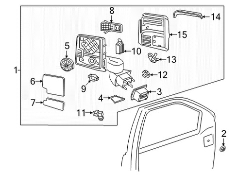 2021 Chevrolet Silverado 3500 HD Mirrors Mirror Assembly Diagram for 84817038