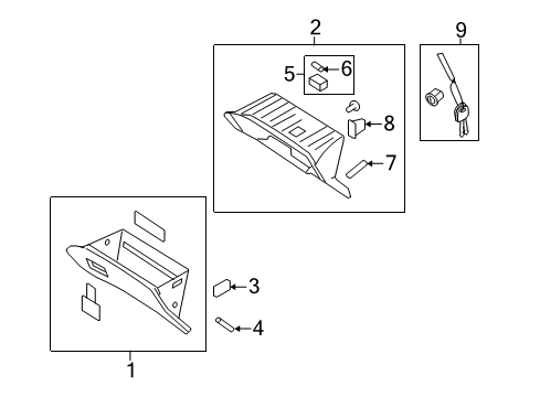 2012 Hyundai Veracruz Bulbs Housing-Glove Box Diagram for 845103J5006T