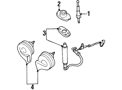 1993 Ford Ranger Antenna & Radio, Horn Lower Note Horn Diagram for 2W7Z13800BA