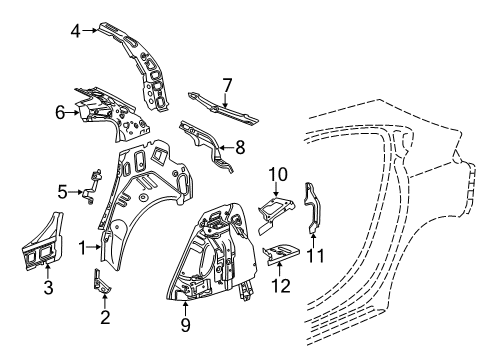 2018 Chevrolet Cruze Inner Structure - Quarter Panel Bracket Diagram for 23328027
