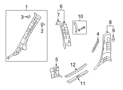 2007 Hyundai Entourage Sliding Door Trim Assembly-Front Pillar Diagram for 858114D000QW